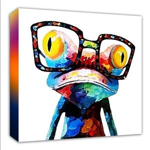 Golden eyes Frog canvas wall art size 12x12